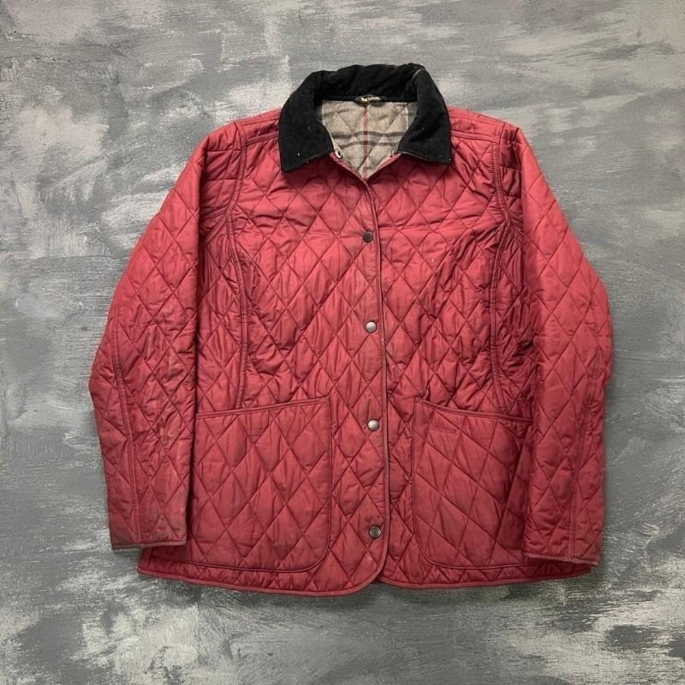 Barbour Quilted Winter Tartan Jacket Women's 10 Red Plaid Lined